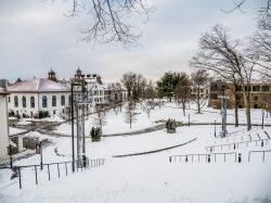 Photo of campus covered in snow